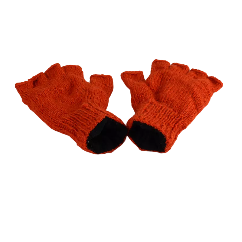 Mitaines Gundu Tricot Laine Orange