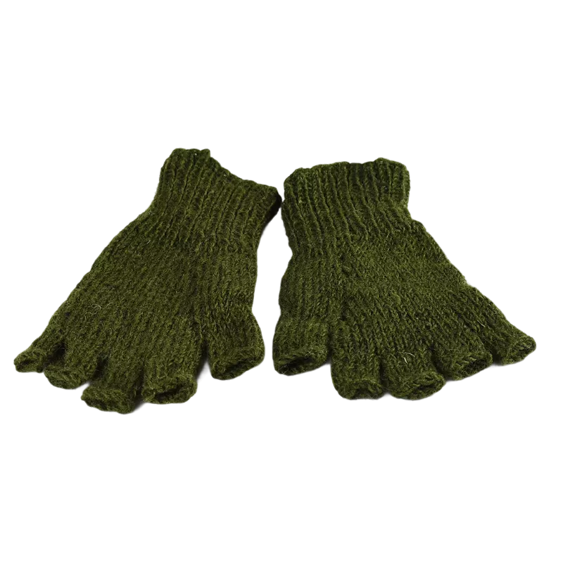Mitaines Gundu Tricot Laine Kaki