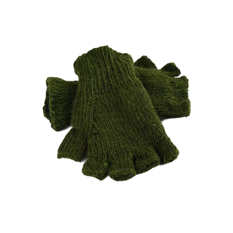 Mitaines Gundu Tricot Laine Kaki
