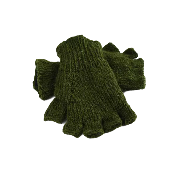 Mitaines Gundu Tricot Laine Kaki