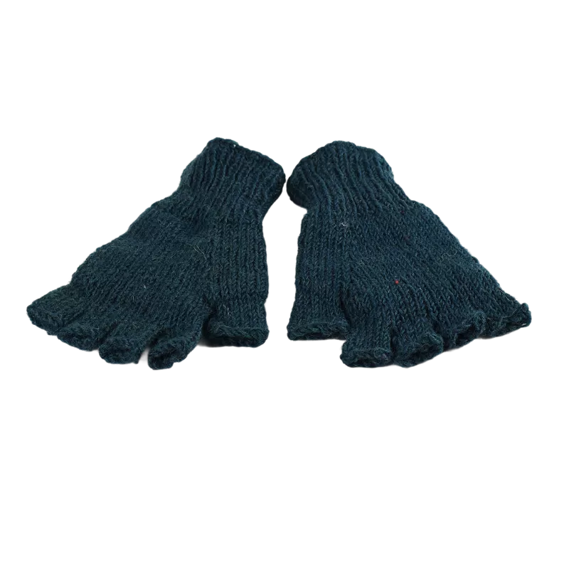Mitaines Gundu Tricot Laine Pétrole Foncé