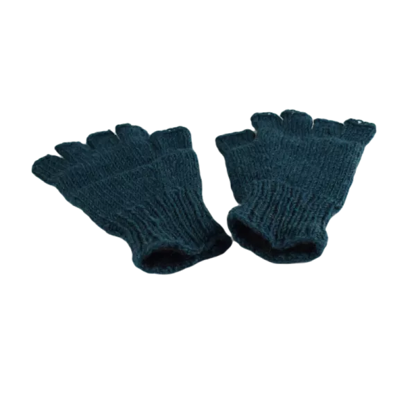 Mitaines Gundu Tricot Laine Pétrole Foncé