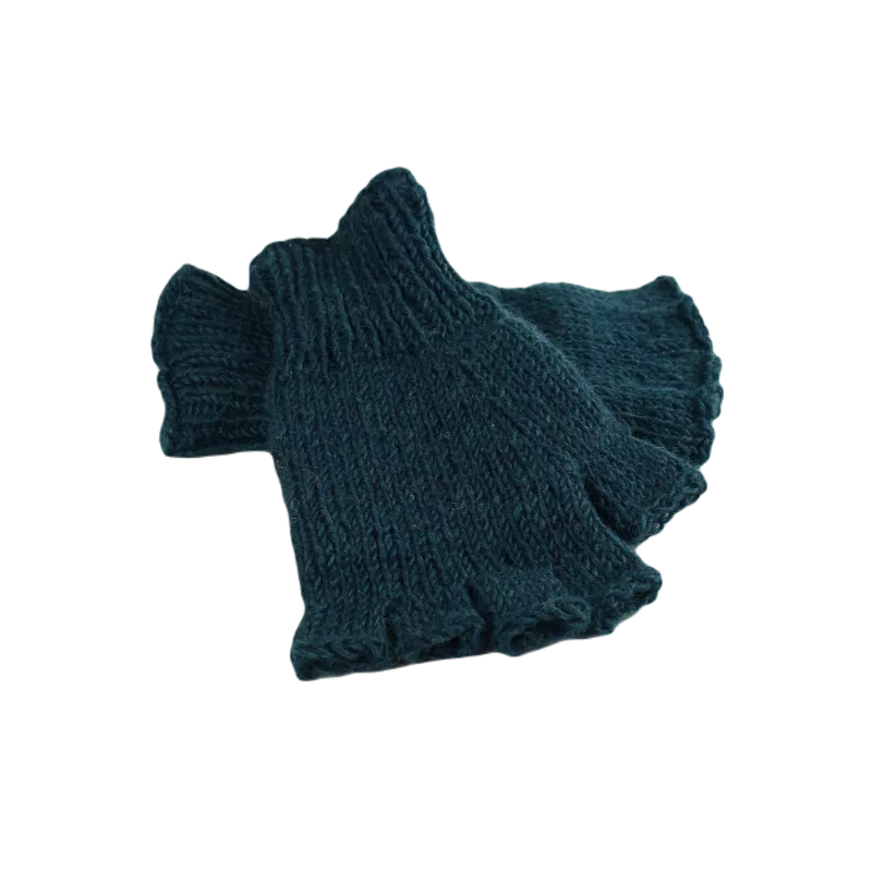 Mitaines Gundu Tricot Laine Pétrole Foncé