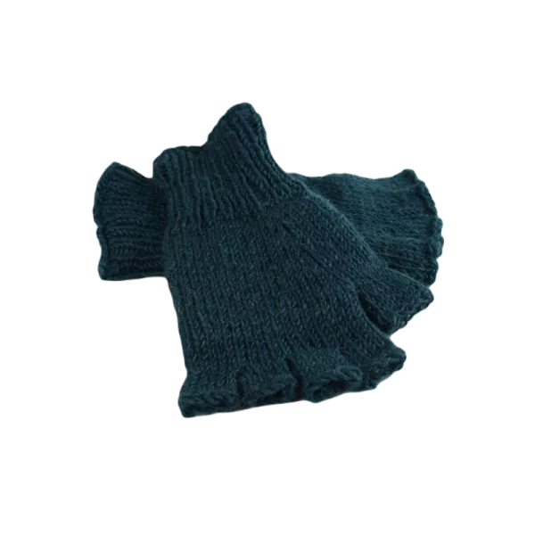Mitaines Gundu Tricot Laine Pétrole Foncé