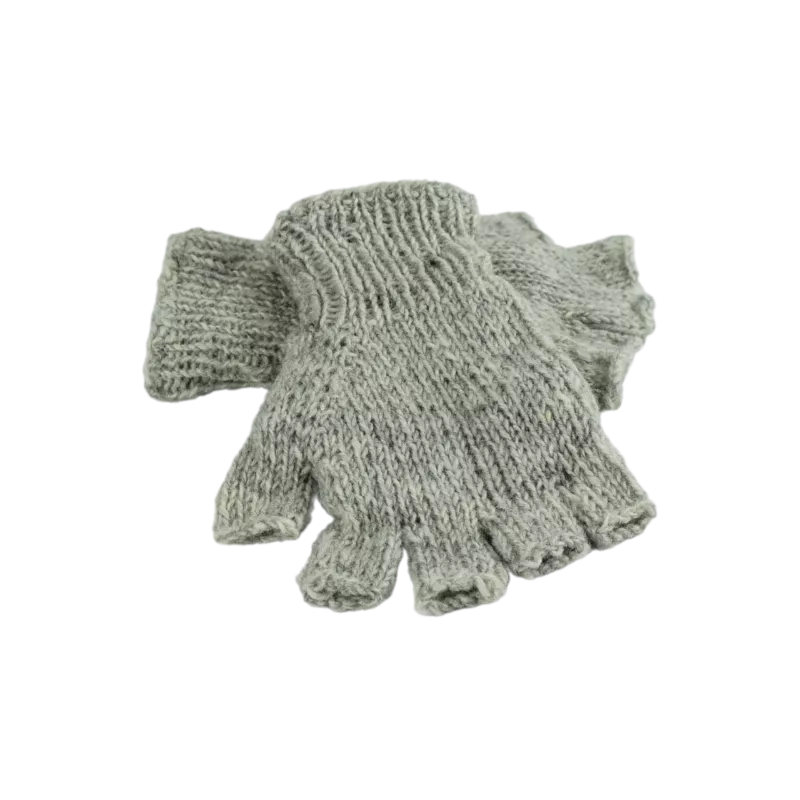 Mitaines Gundu Tricot Laine Gris Clair