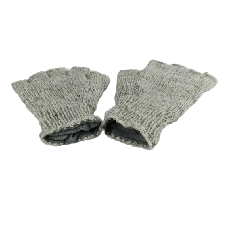 Mitaines Gundu Tricot Laine Gris Clair