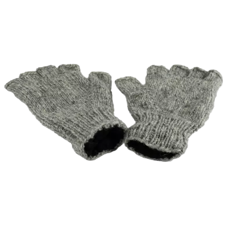 Mitaines Gundu Tricot Laine Gris