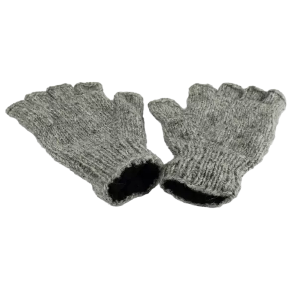 Mitaines Gundu Tricot Laine Gris