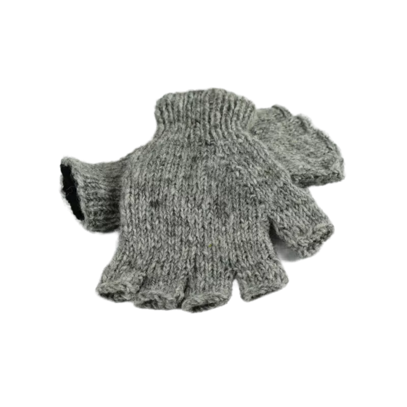 Mitaines Gundu Tricot Laine Gris