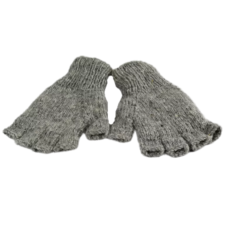Mitaines Gundu Tricot Laine Gris