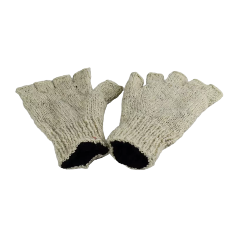 Mitaines Gundu Tricot Laine Beige
