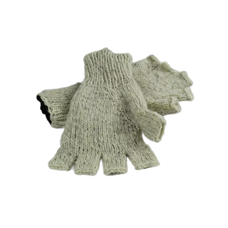 Mitaines Gundu Tricot Laine Beige