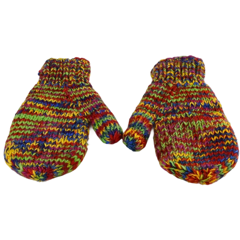 Moufle Lho Laine Tricotée Zig Zag et Polaire