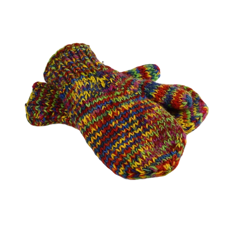 Moufle Lho Laine Tricotée Zig Zag et Polaire