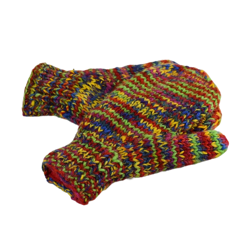 Moufle Lho Laine Tricotée Zig Zag et Polaire