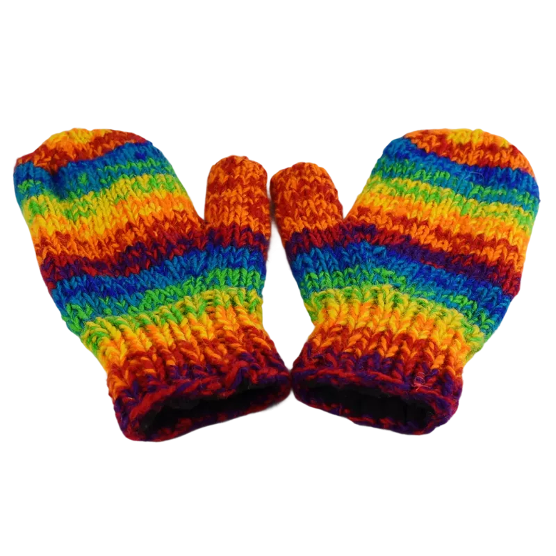 Moufle Laine Tricotée Chiné Rainbow