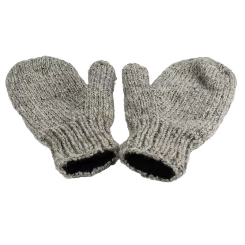 Moufles Lajo Tricot Laine Fourré Polaire Gris Clair