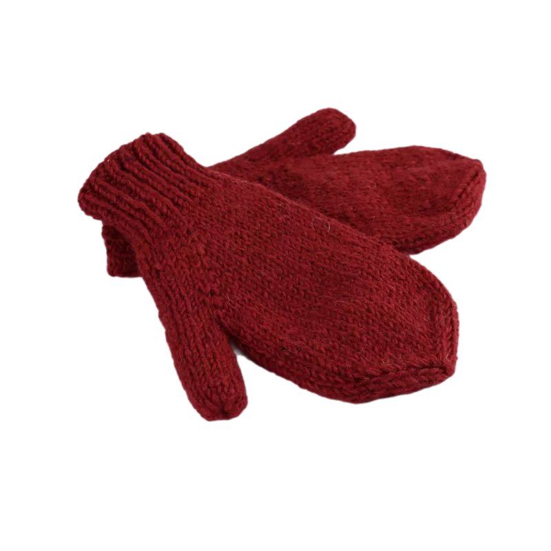 Moufles Lajo Tricot Laine Fourré Polaire Bordeaux