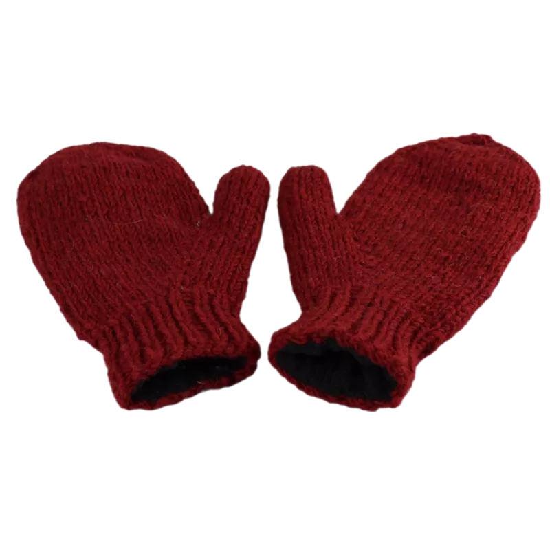 Moufles Lajo Tricot Laine Fourré Polaire Bordeaux