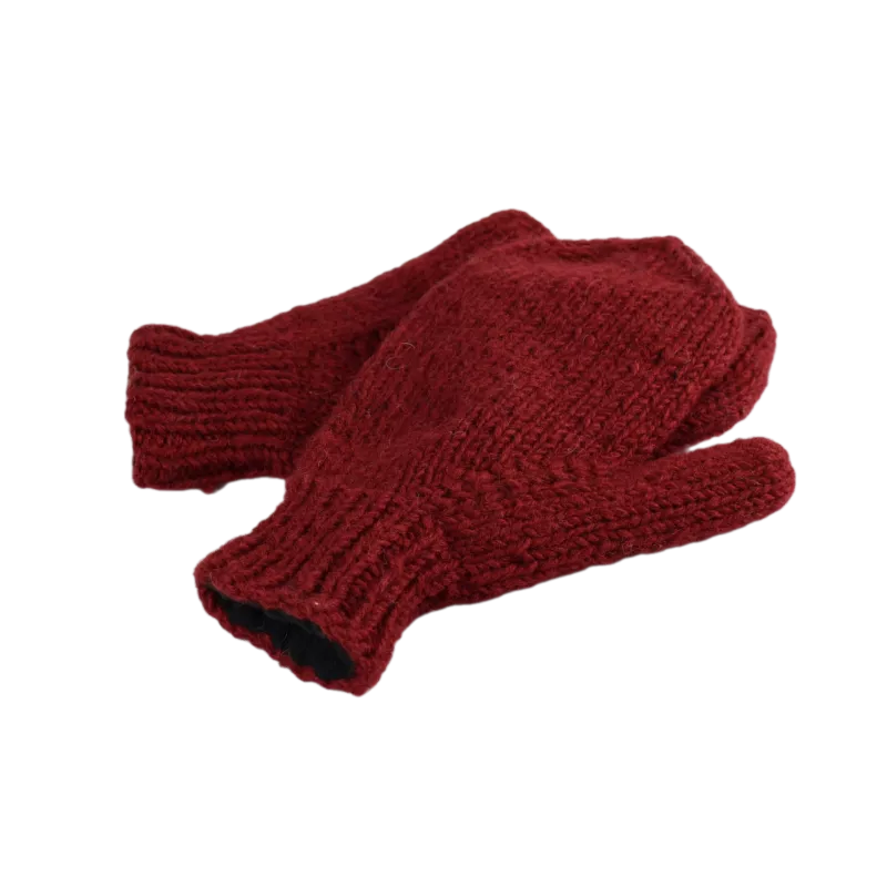 Moufles Lajo Tricot Laine Fourré Polaire Bordeaux