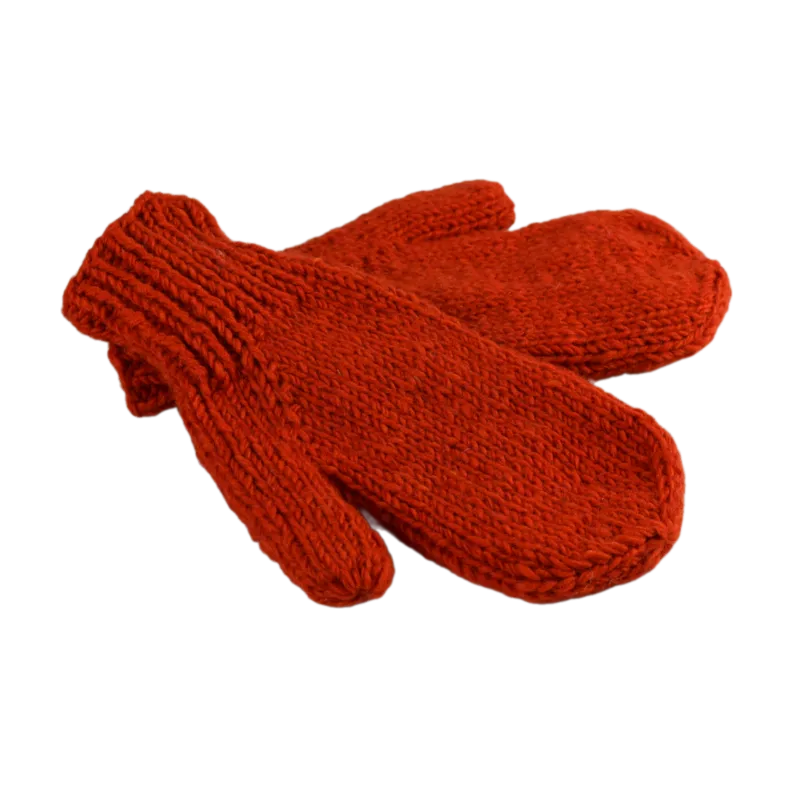Moufles Lajo Tricot Laine Fourré Polaire Orange