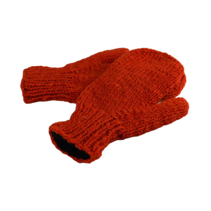 Moufles Lajo Tricot Laine Fourré Polaire Orange