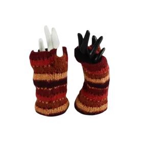 Mitaines Longues Dhaki Bordeaux Rayé