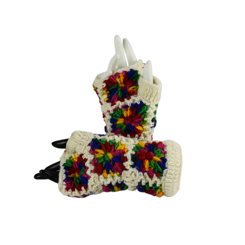 Mitaines Longues Gunsi Écru et Rainbow