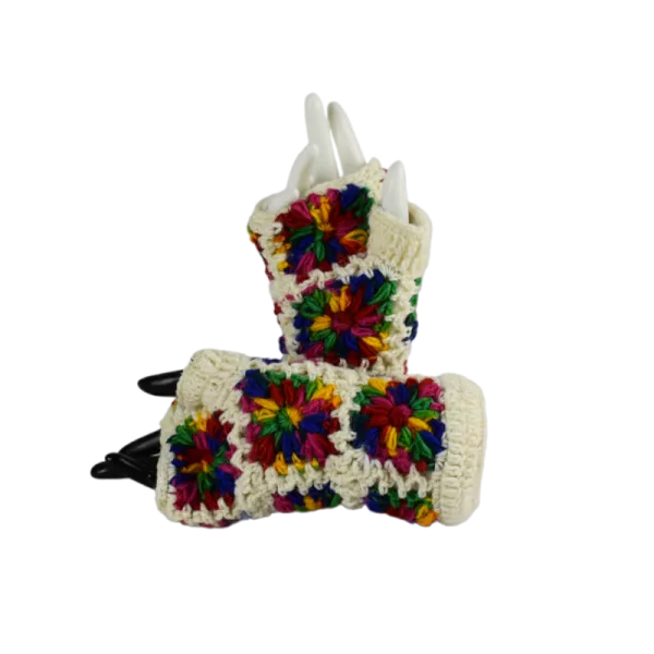 Mitaines Longues Gunsi Écru et Rainbow