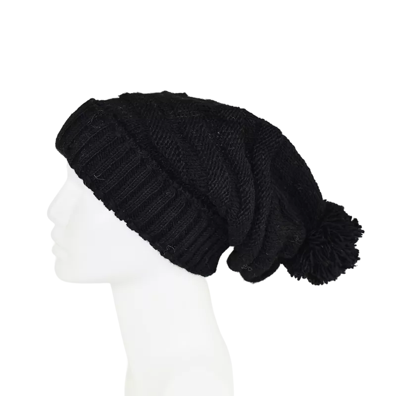 Bonnet Long Balma Noir avec Pompon