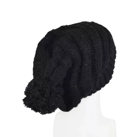 Bonnet Long Balma Noir avec Pompon