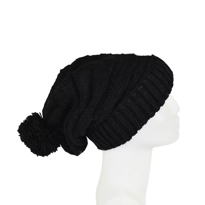 Bonnet Long Balma Noir avec Pompon