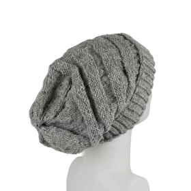 Bonnet Long Nalma Laine et Polaire Gris Clair