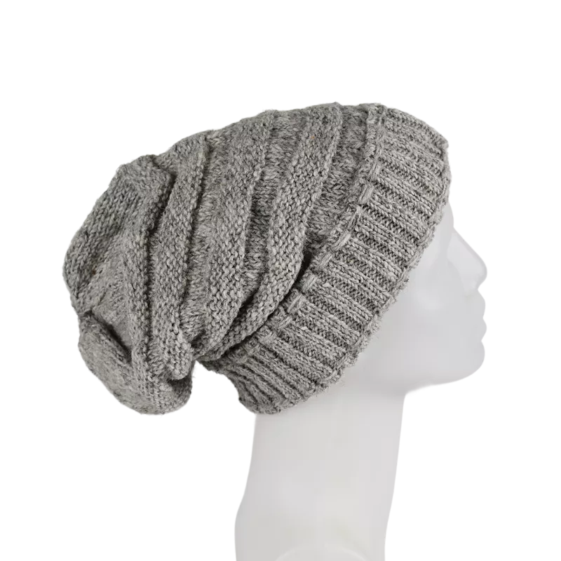 Bonnet Long Nalma Laine et Polaire Gris Clair
