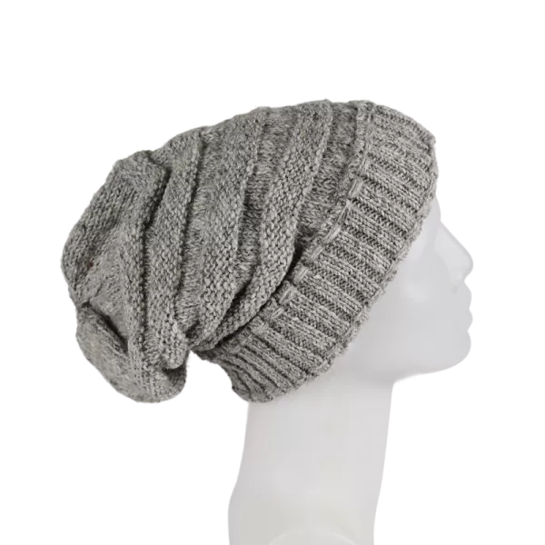 Bonnet Long Nalma Laine et Polaire Gris Clair