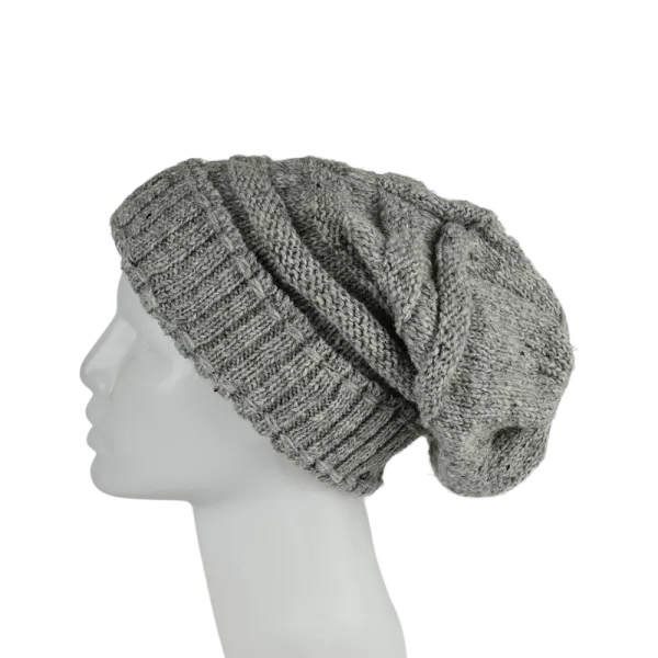 Bonnet Long Nalma Laine et Polaire Gris Clair