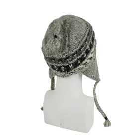 Bonnet Péruvien Pokali Tricot Gris Clair