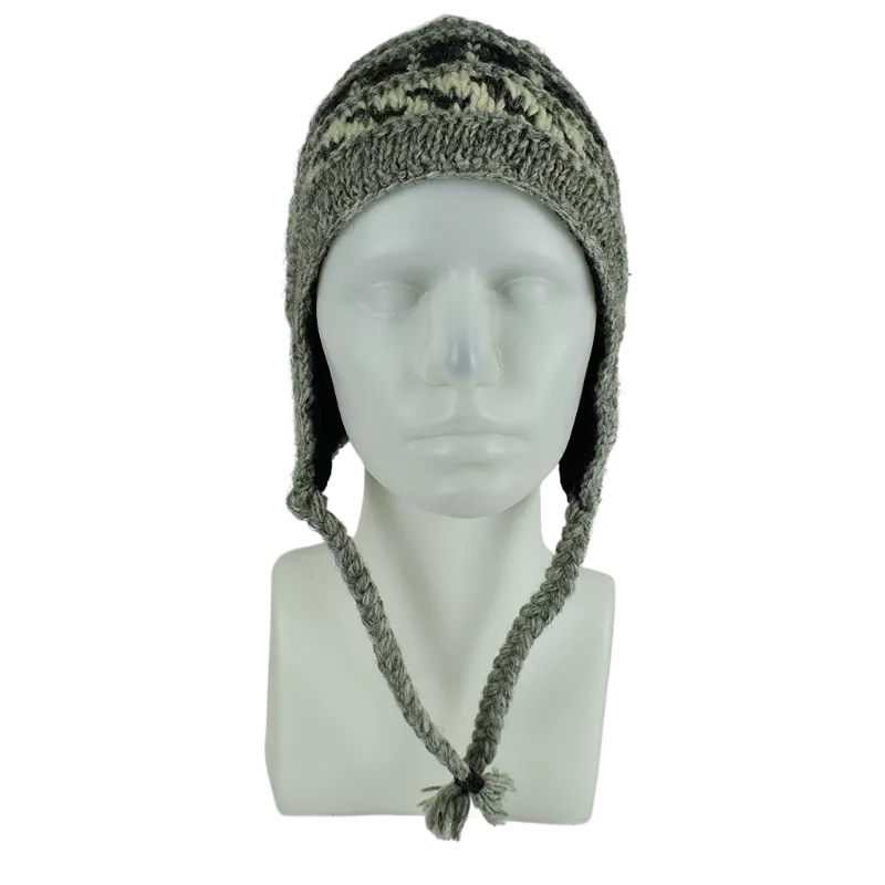 Bonnet Péruvien Pokali Tricot Gris Clair