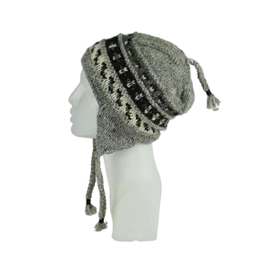 Bonnet Péruvien Pokali Tricot Gris Clair