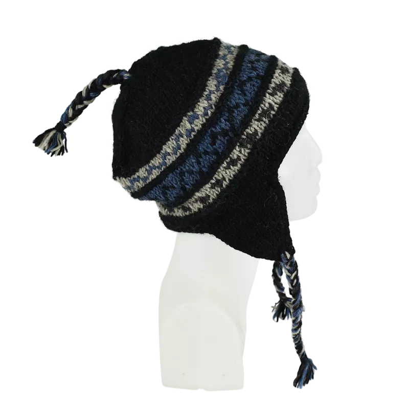 Bonnet Péruvien Pokali Tricot laine Noir