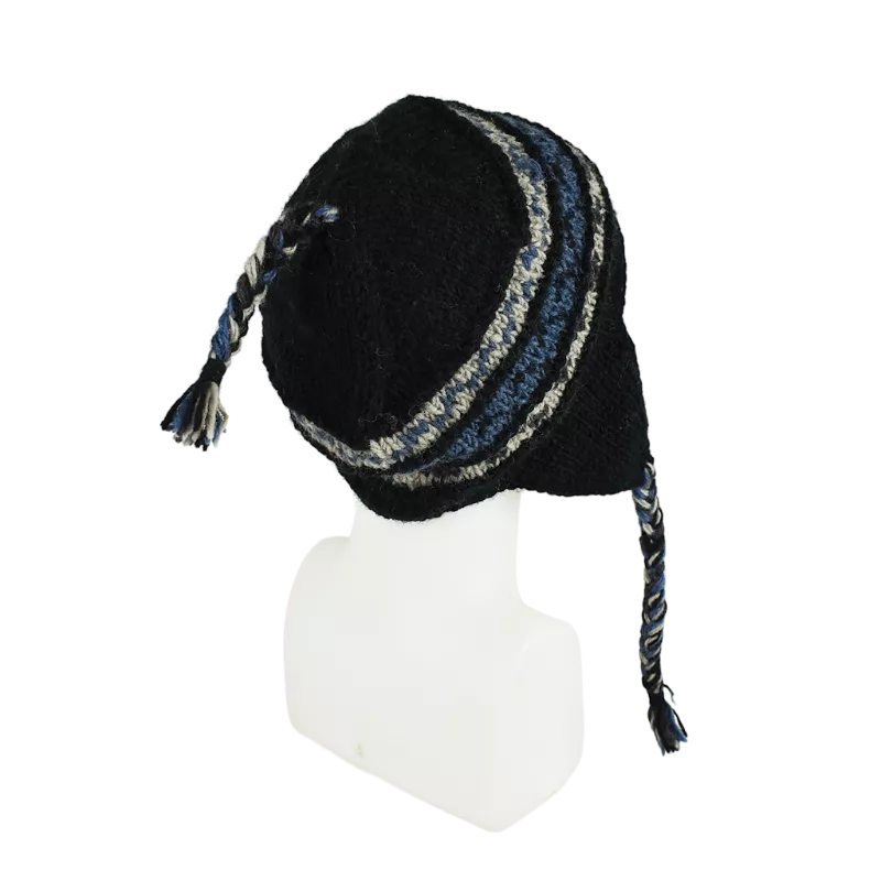 Bonnet Péruvien Pokali Tricot laine Noir
