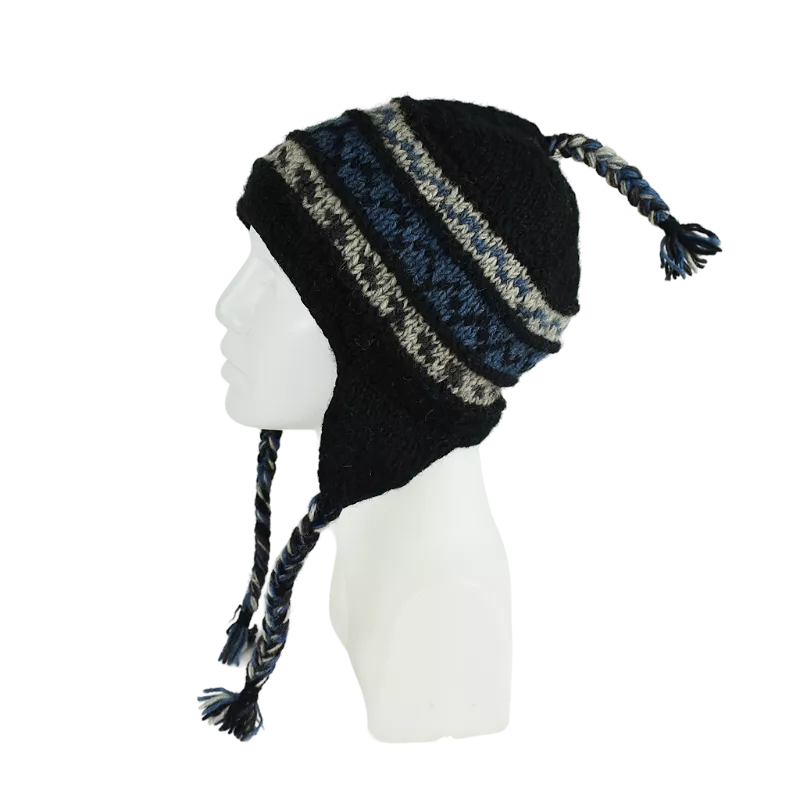 Bonnet Péruvien Pokali Tricot laine Noir