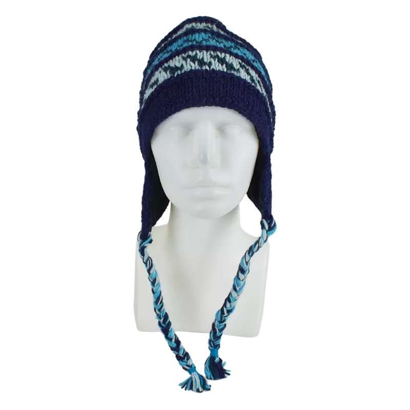 Bonnet Péruvien Sunam Tricot laine Violet