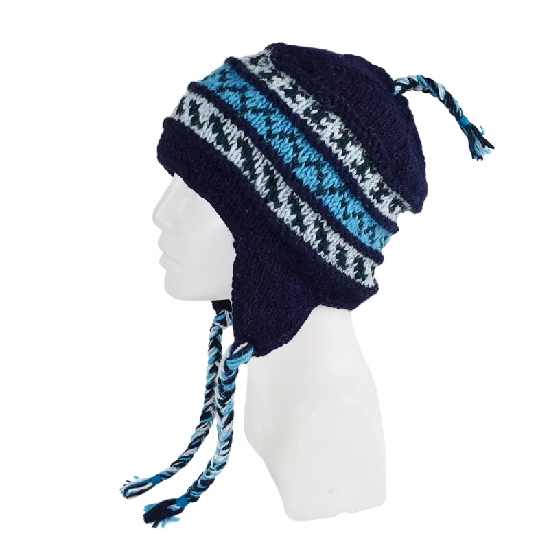 Bonnet Péruvien Sunam Tricot laine Violet