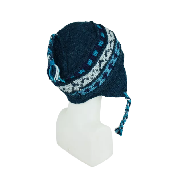 Bonnet Péruvien Sunam Tricot laine Pétrole