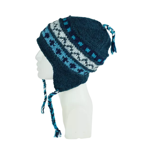 Bonnet Péruvien Sunam Tricot laine Pétrole