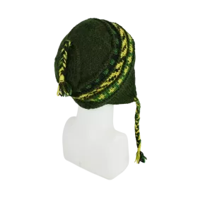 Bonnet Péruvien Sunam Tricot laine Kaki