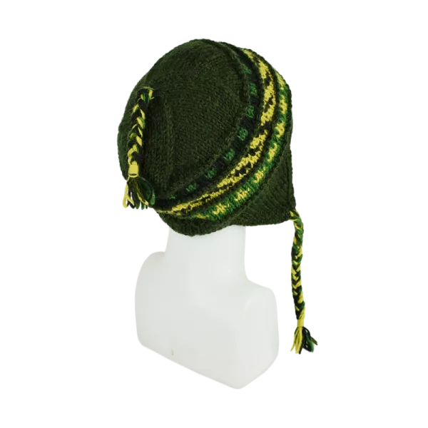 Bonnet Péruvien Sunam Tricot laine Kaki