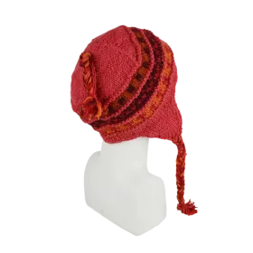 Bonnet Péruvien Sunam Tricot laine Corail
