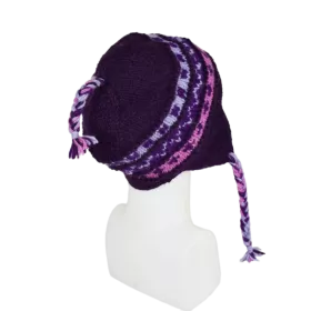 Bonnet Péruvien Sunam Tricot laine Ton Prune